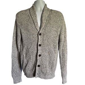 Express Men's chunky knit Textured Gray Cardigan Sweater